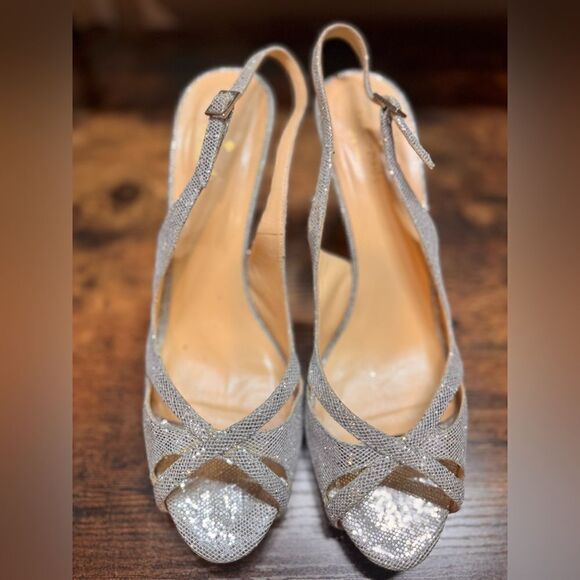 Kate Spade Strappy Silver Heels‎ Size 9 - Picture 9 of 11
